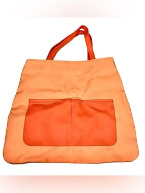 Clinique Vintage 1990's Large Vinyl Two-Tone Peach Cheetah Lining Beach Tote